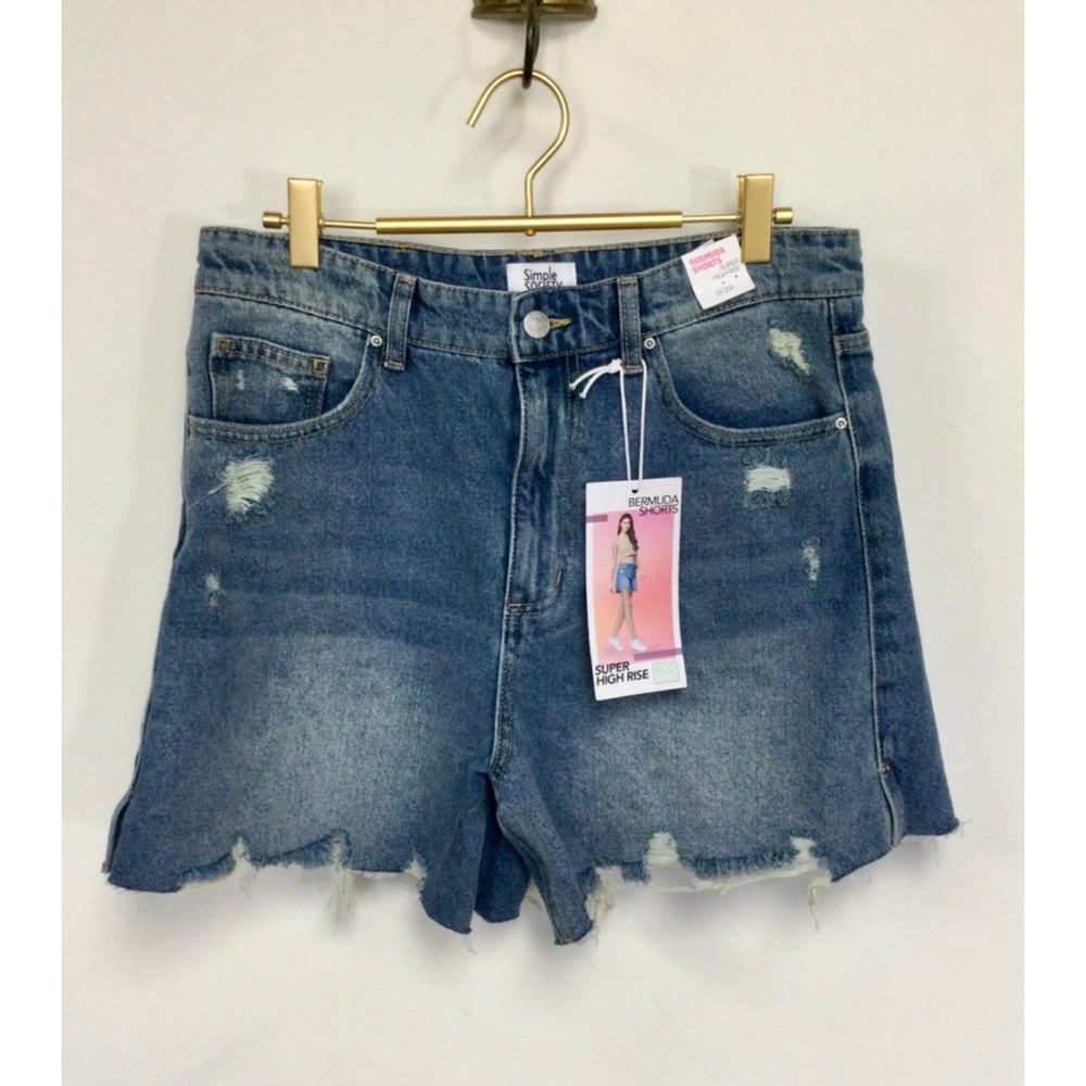Women's Simple Society Denim Bermuda Shorts Size L‎ Blue
